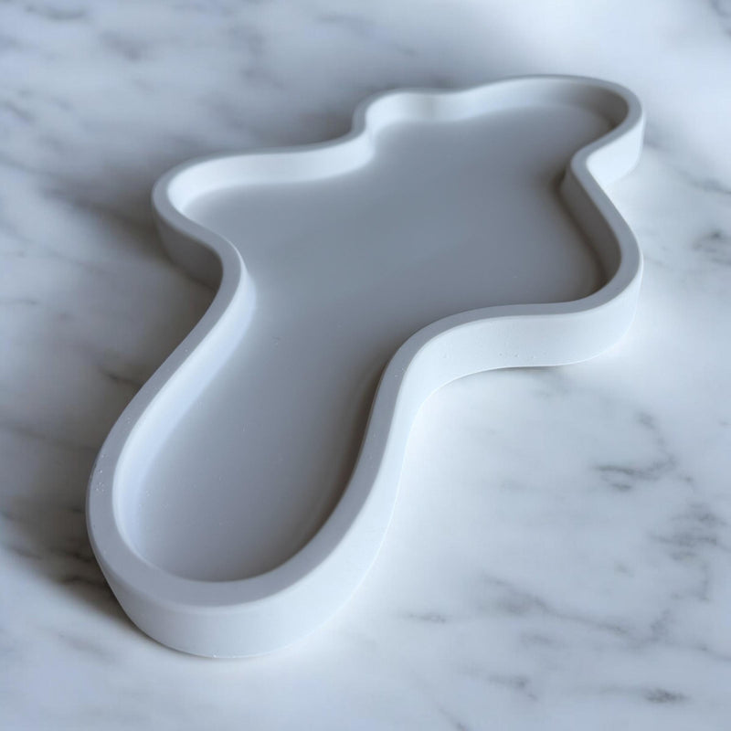 Aesthetic White Gypsum Coaster Tray - Handmade.