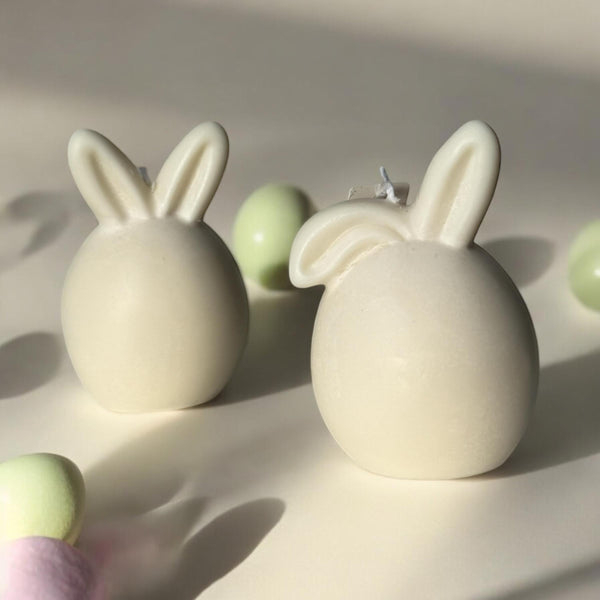 Set of 2 Bunnies Scented Pillar Candles, Easter Candles, Organic Soy Wax, Decorative Candle, Handmade