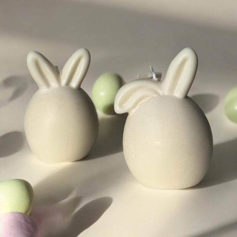 Set of 2 Bunnies Scented Pillar Candles, Easter Candles, Organic Soy Wax, Decorative Candle, Handmade