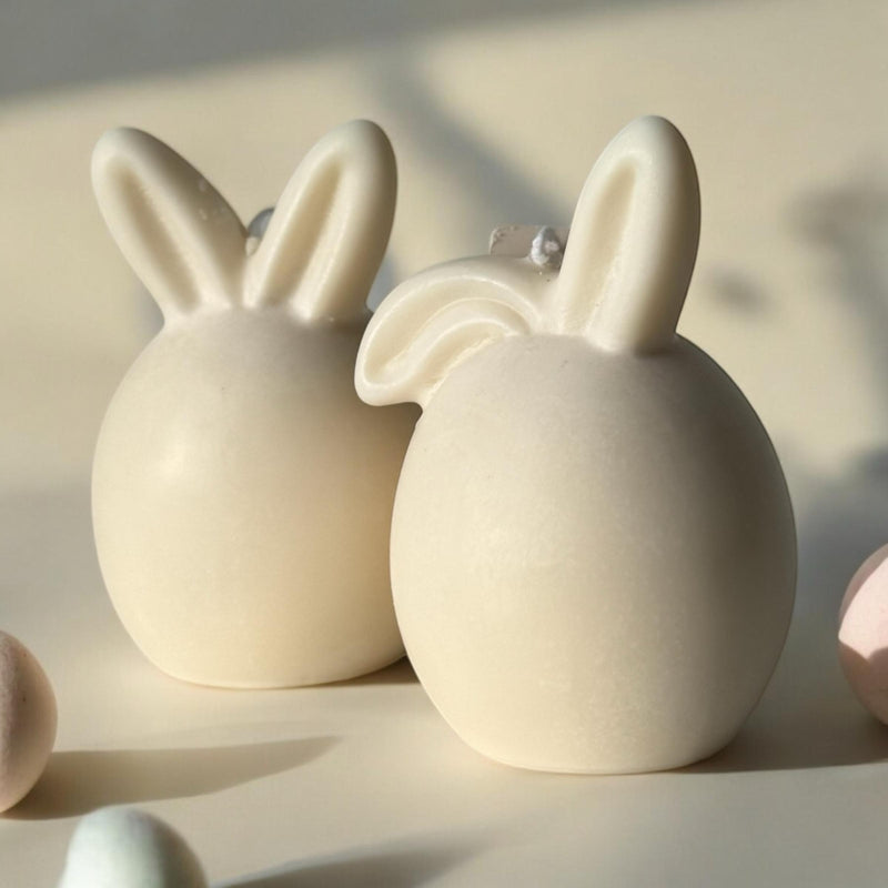Set of 2 Bunnies Scented Pillar Candles, Easter Candles, Organic Soy Wax, Decorative Candle, Handmade