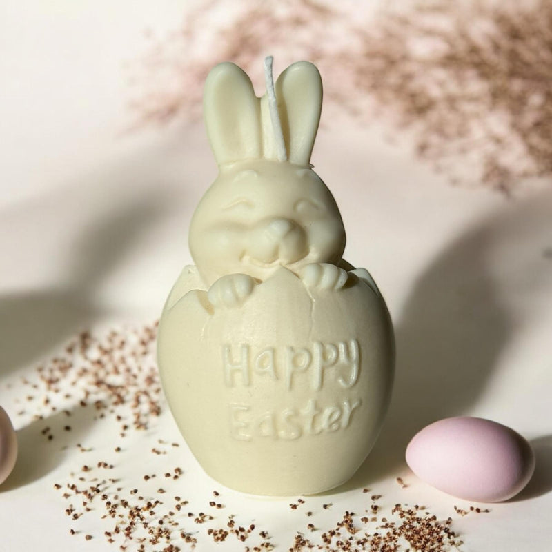 Bunny Scented Pillar Candle, Easter Candle, Organic Soy Wax, Decorative Candle