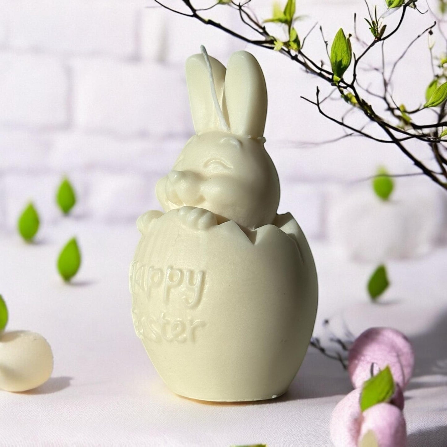 Bunny Scented Pillar Candle, Easter Candle, Organic Soy Wax, Decorative Candle
