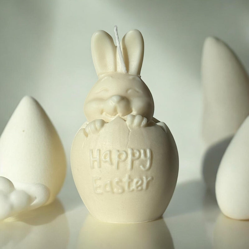 Bunny Scented Pillar Candle, Easter Candle, Organic Soy Wax, Decorative Candle