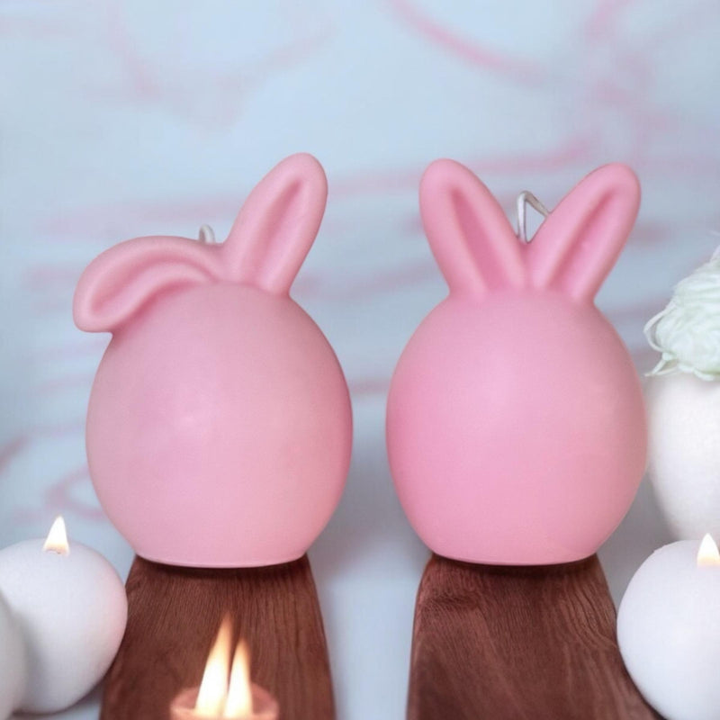 Set of 2 Bunnies Scented Pillar Candles, Easter Candles, Organic Soy Wax, Decorative Candle