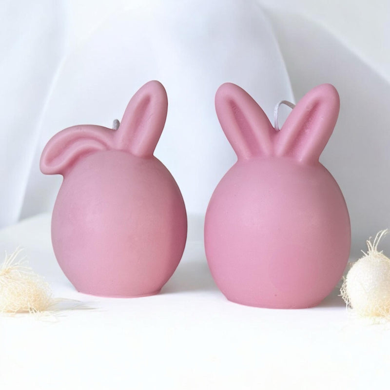 Set of 2 Bunnies Scented Pillar Candles, Easter Candles, Organic Soy Wax, Decorative Candle