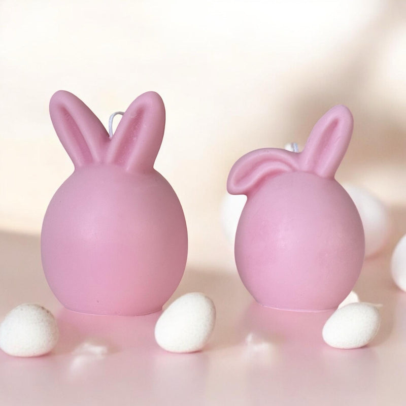 Set of 2 Bunnies Scented Pillar Candles, Easter Candles, Organic Soy Wax, Decorative Candle