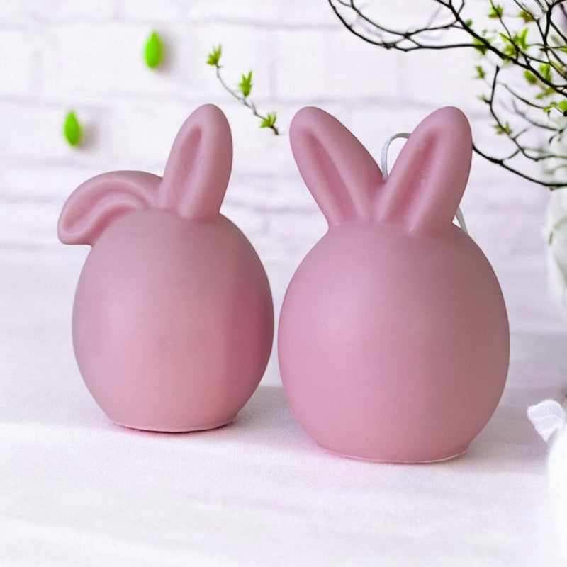 Set of 2 Bunnies Scented Pillar Candles, Easter Candles, Organic Soy Wax, Decorative Candle