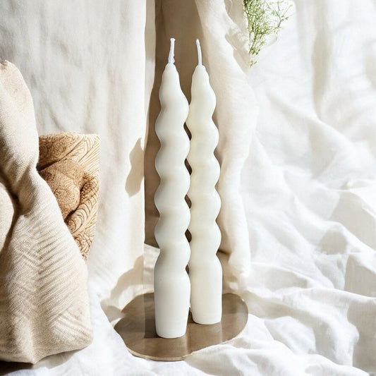 Wavy Taper Candle, Set of 2, Soy Wax