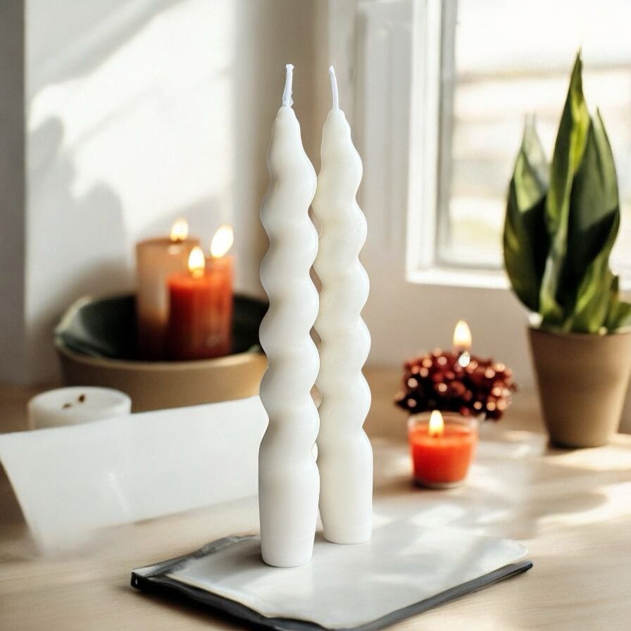 Wavy Taper Candle, Set of 2, Soy Wax