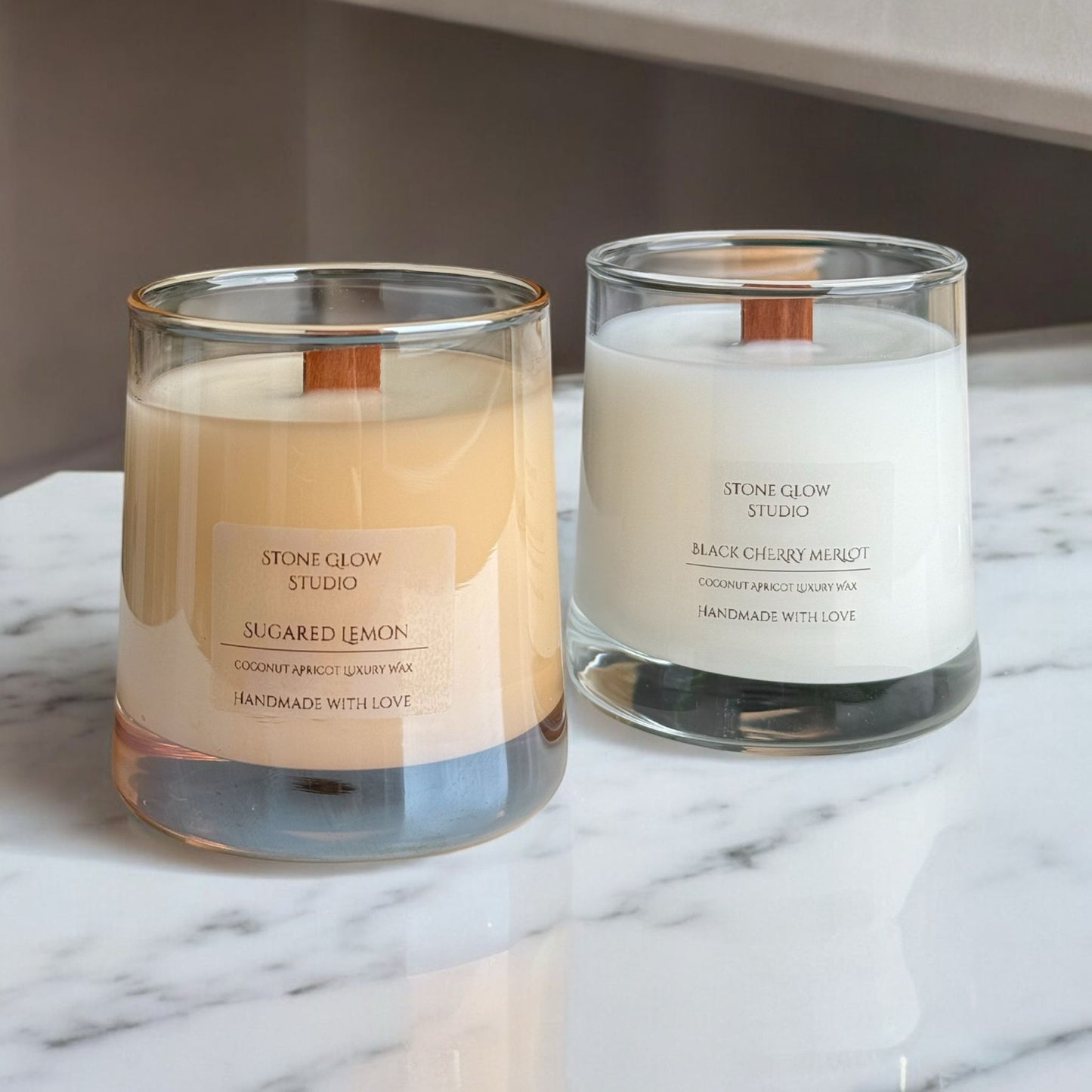 Set of 2 Glass Jar Candles.
