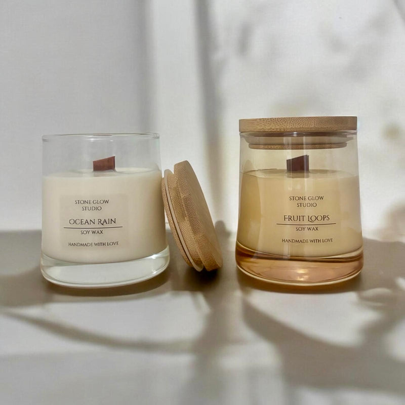 Set of 2 Glass Jar Candles.