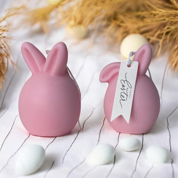 Set of 2 Bunnies Scented Pillar Candles, Easter Candles, Organic Soy Wax, Decorative Candle